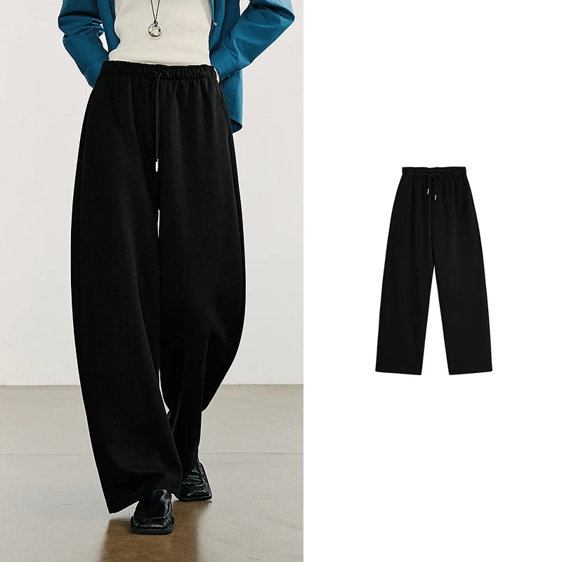 Autumn Elastic Waist Sweatpants – Women’s Wide-Leg Straight Cotton Sports Pants