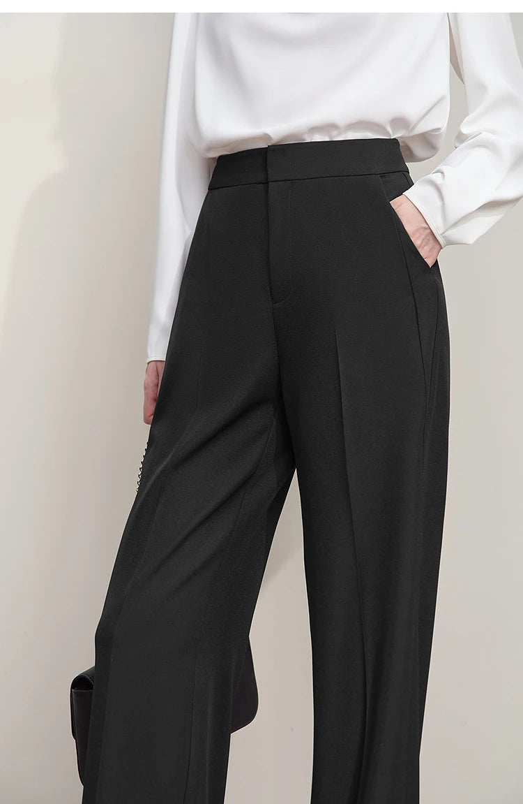 Minimalist Women’s High-Waist Pants – Elegant Office Lady Loose Trousers 2025 Autumn Collection