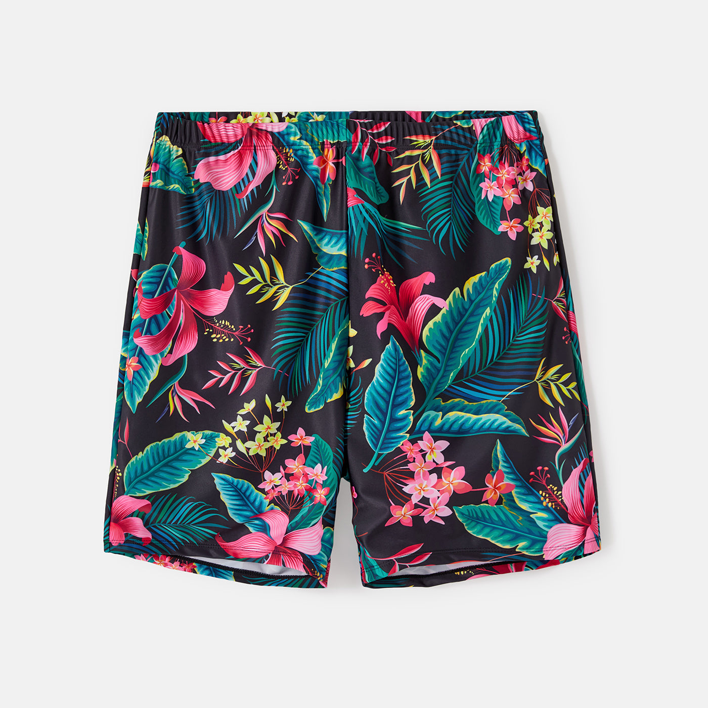 Family Matching Swimsuit Allover Plant Print Crisscross One-Piece Swimsuit and Swim Trunks