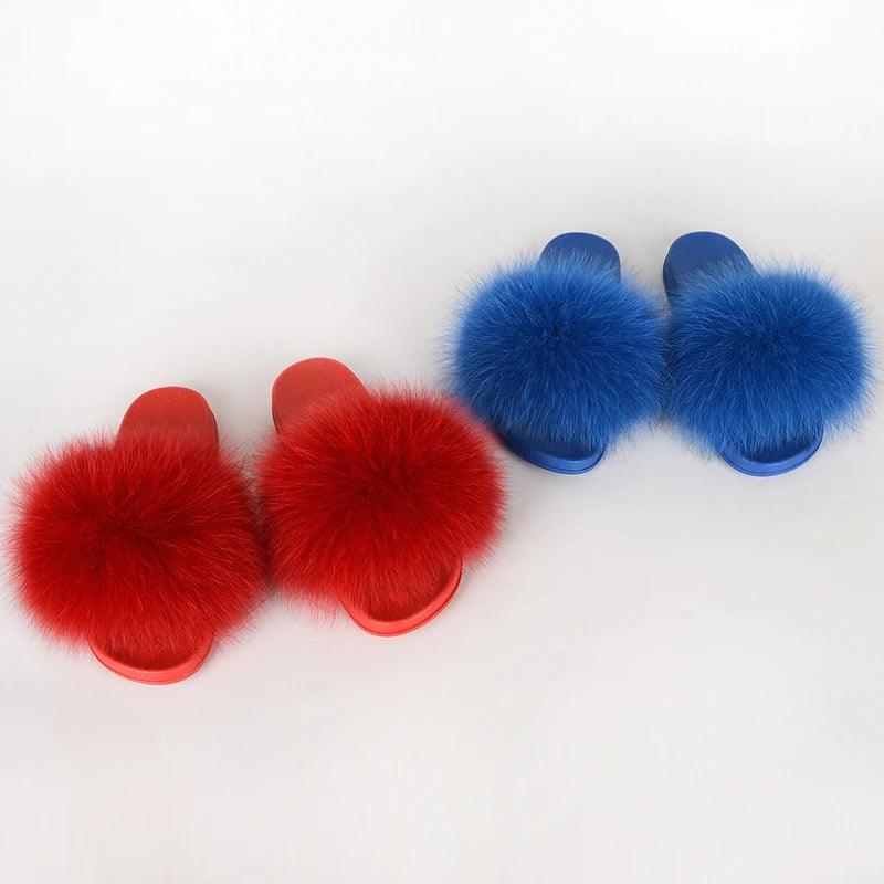 Luxurious Real Fur Slippers – Fluffy House Shoes & Summer Fur Slides for Women, Stylish Flat Furry Sandals Media 1 of 14