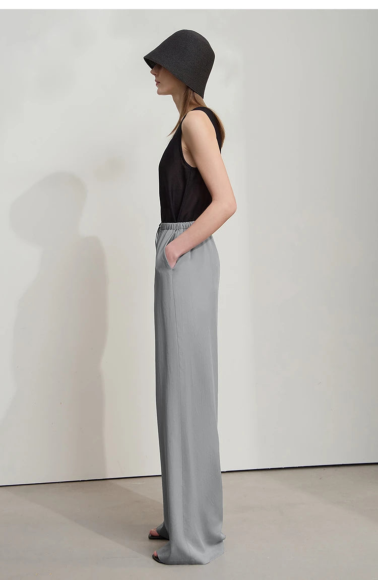 Women’s Solid Drawstring Wide Leg Pants – Casual Loose Full-Length Trousers New Fashion