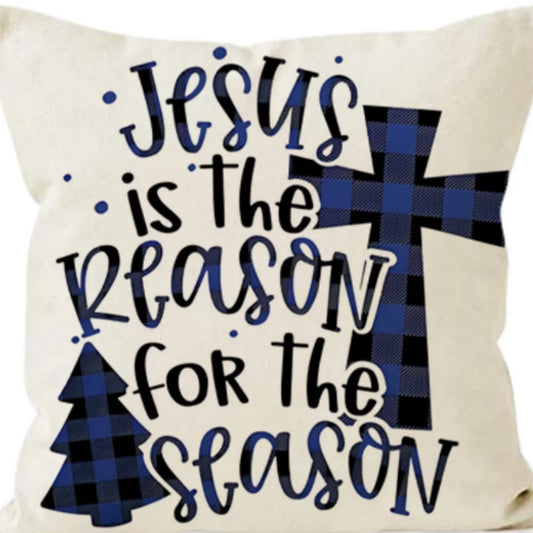 45cm White Blue Christmas Cushion Cover Printed Words Pillowcase 2025 Christmas for Home Ornament Xmas New Year Christmas Decor - HER SHOP