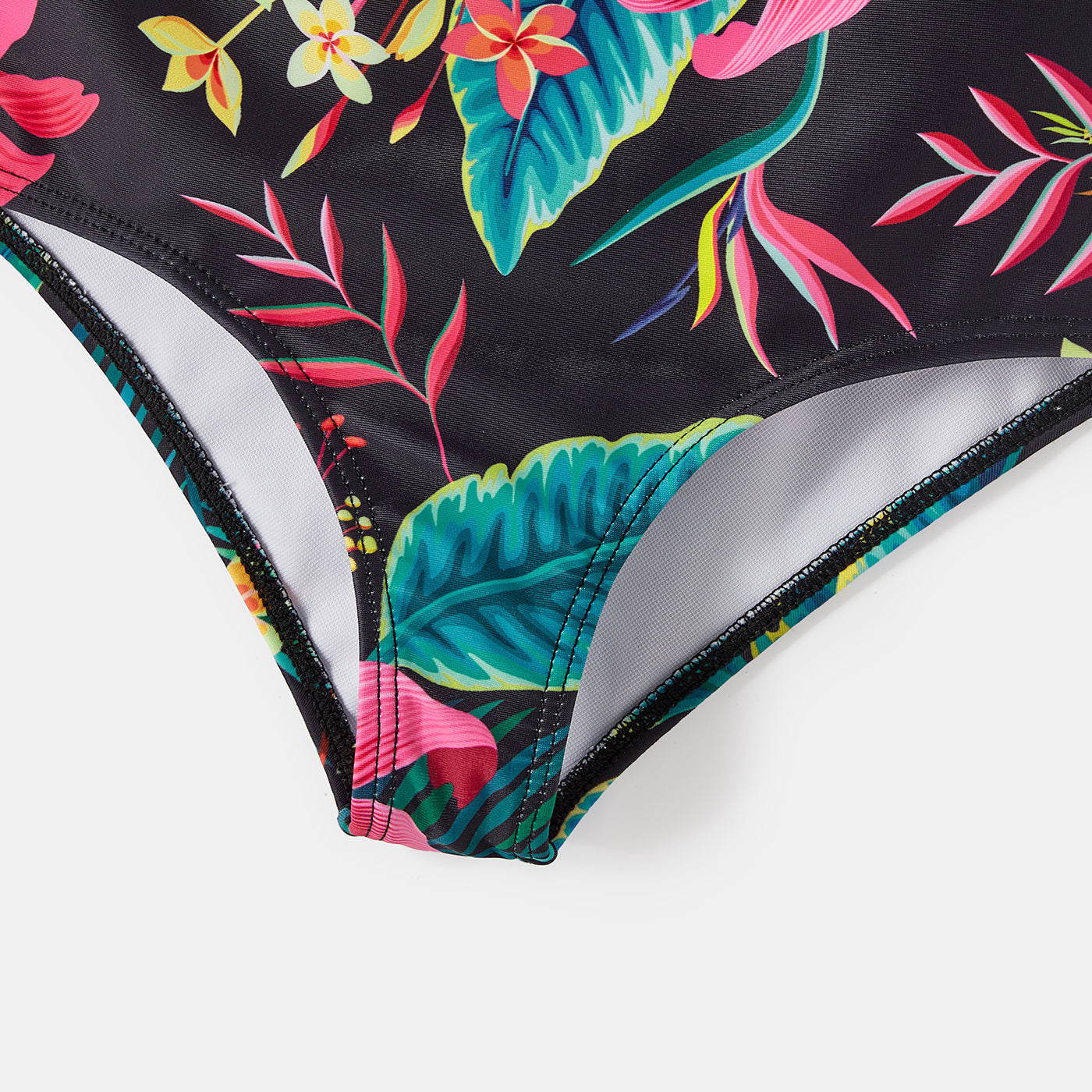 Family Matching Swimsuit Allover Plant Print Crisscross One-Piece Swimsuit and Swim Trunks