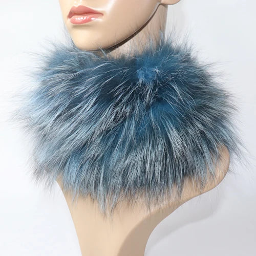 Women's Real Fox Fur Ring Scarf & Headband– Luxury Winter Neck Warmer Muffler, 100% Natural Fur with Good Elastic