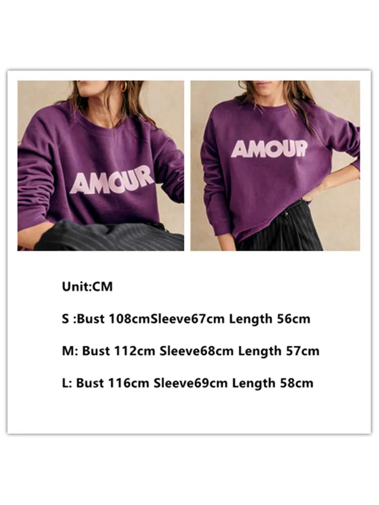 Women Heart-Shaped Print Sweatshirt - Perfect for Valentine’s Day