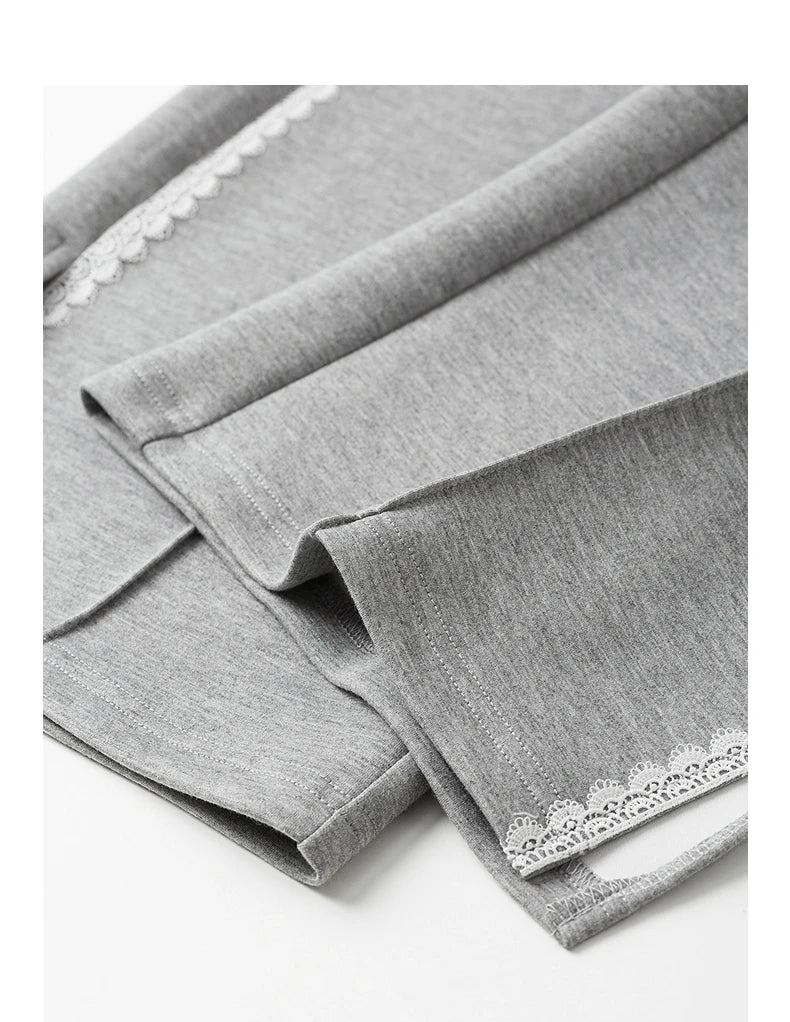 Casual Knit Straight Pants – Elastic Waist Autumn Trousers for Women