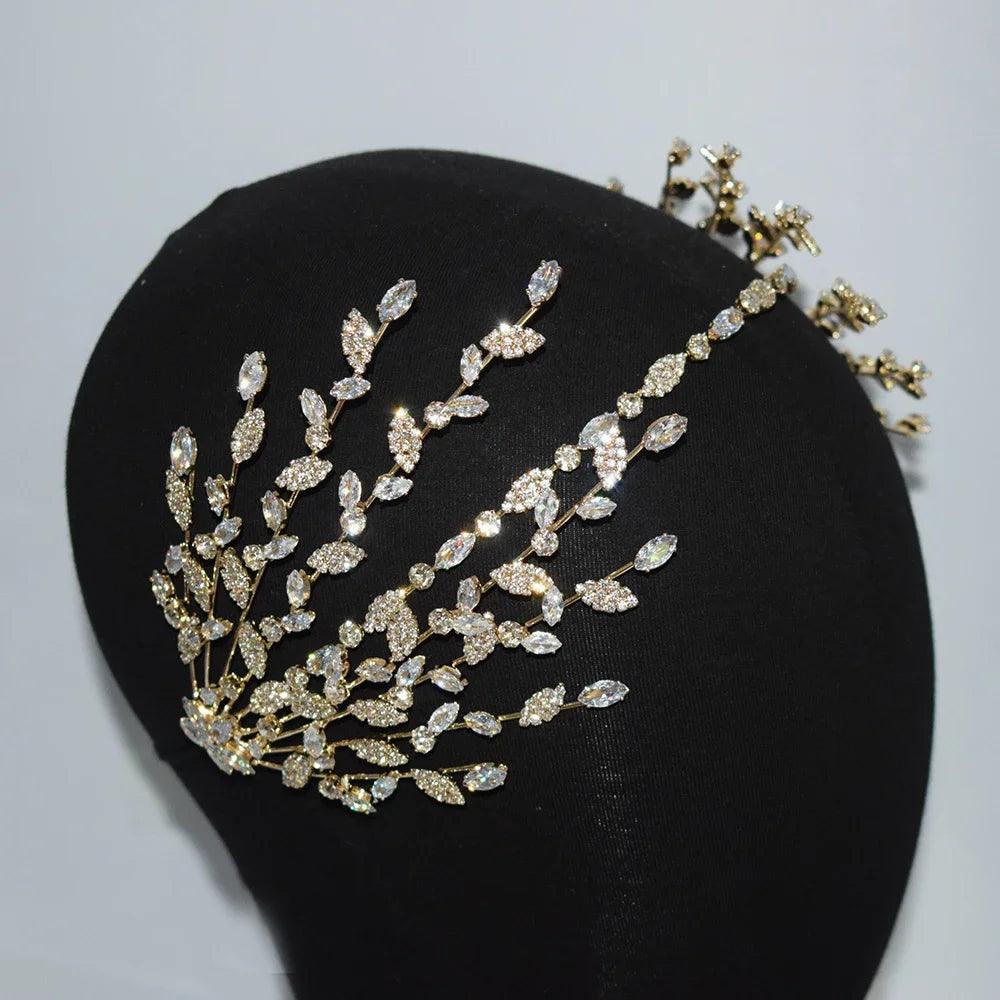 Bridal Headband Wedding Headdress Cubic Zirconia Princess Bride Tiaras Crowns Women Birthday Party Prom Hair Jewelry Hairband