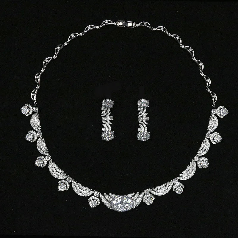 Beautiful Full Micro Cubic Zirconia Pave Dubai Bridal Jewelry Set for Women Wedding & Party Dress Accessories (Model N-1558)