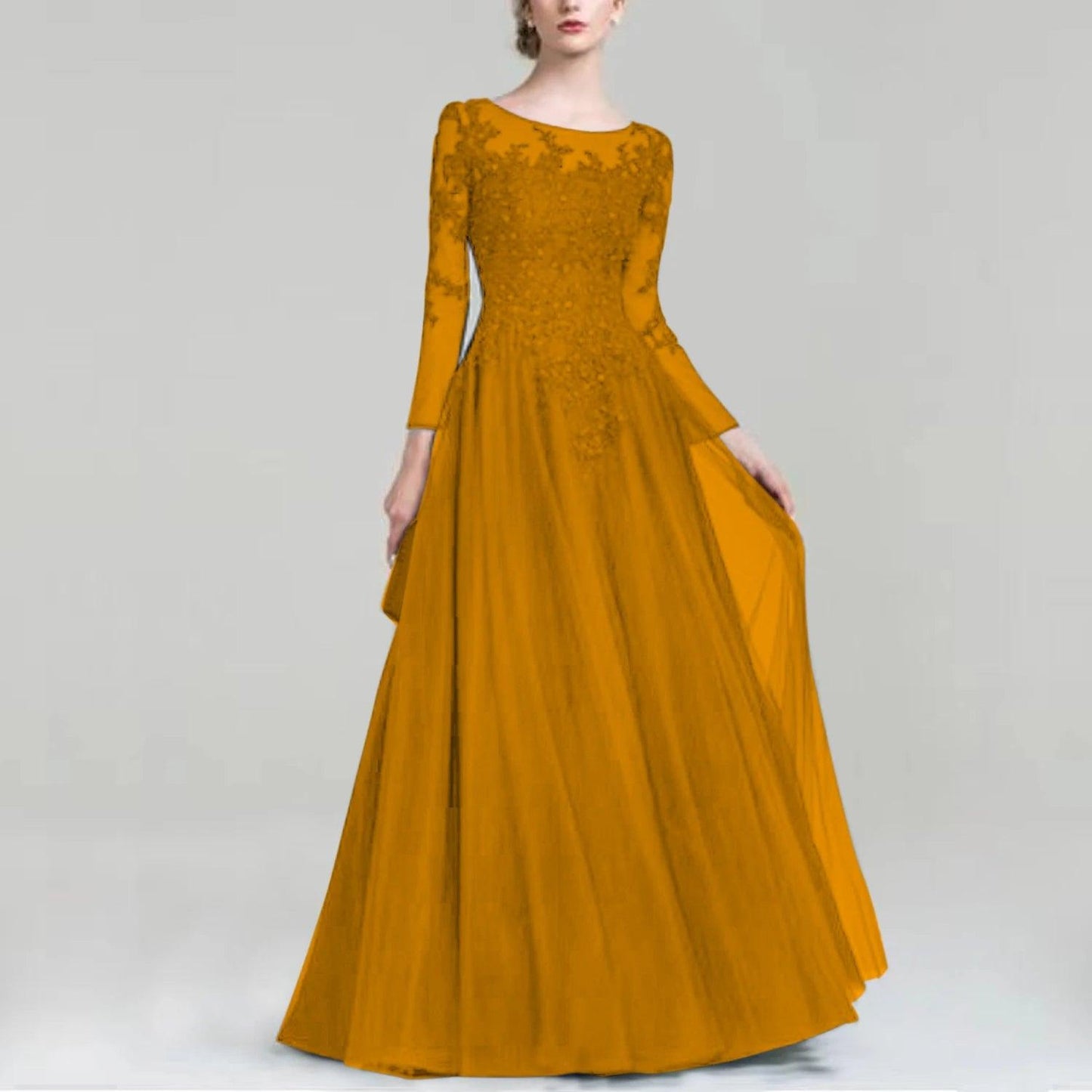 Tulle Scoop Neck Mother of Bride Dress with Sequins