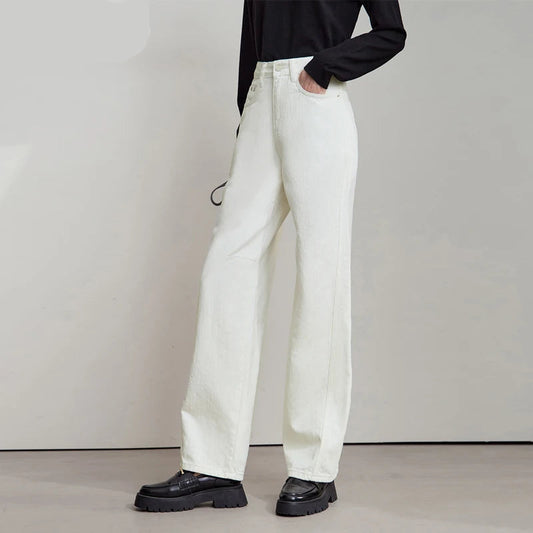 Minimalist Pure Cotton Denim Pants – Retro Casual Office Jeans for Women - HER SHOP