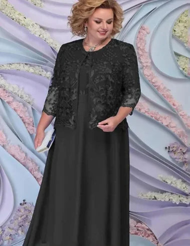 Customized Plus Size Blue Mother of the Bride Dresses with Jacket A-line Wedding Guest Dress Lace Party Vestido Madre Novia