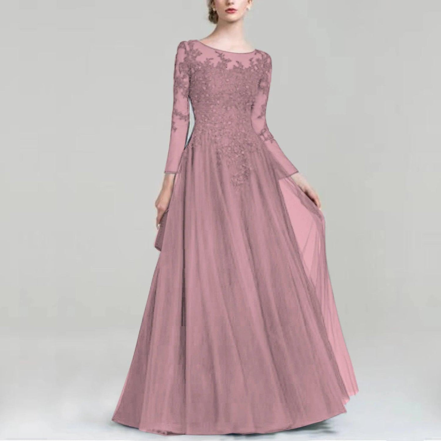 Tulle Scoop Neck Mother of Bride Dress with Sequins