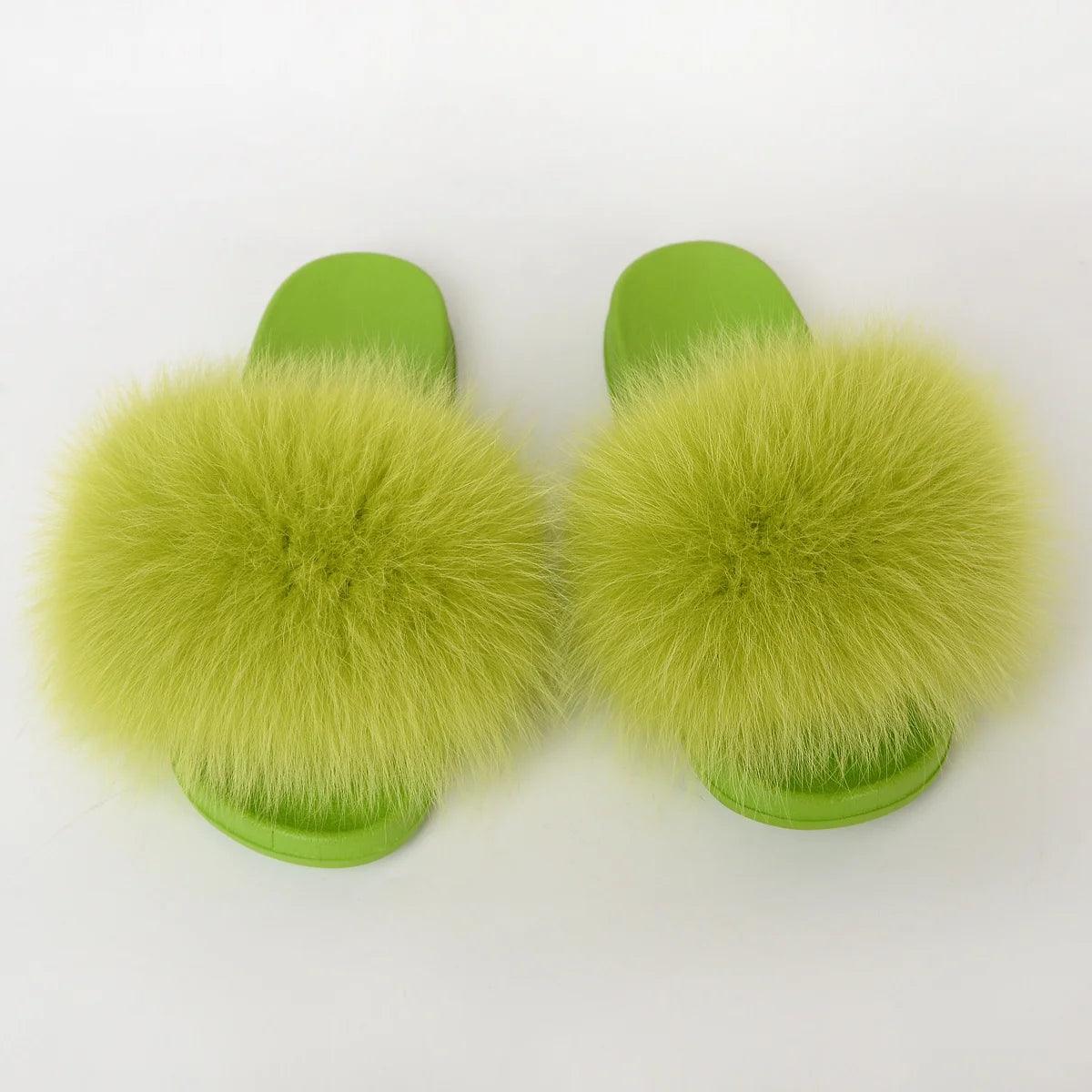Luxurious Real Fur Slippers – Fluffy House Shoes & Summer Fur Slides for Women, Stylish Flat Furry Sandals Media 1 of 14