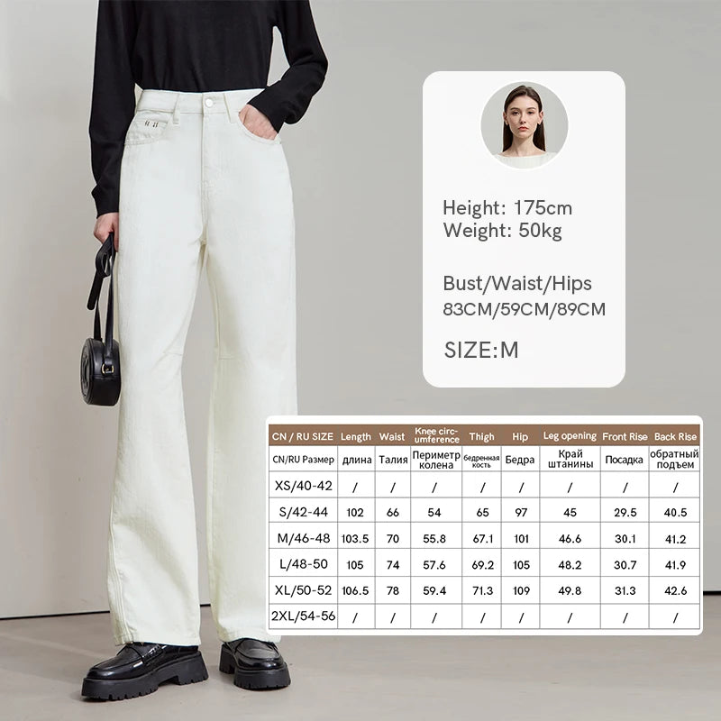 Minimalist Pure Cotton Denim Pants – Retro Casual Office Jeans for Women