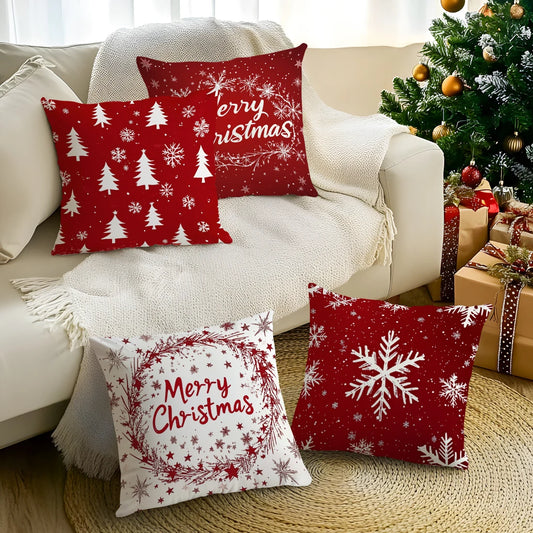 Christmas Snowflake Decorative Pillowcase 45x45cm Woven Polyester - HER SHOP