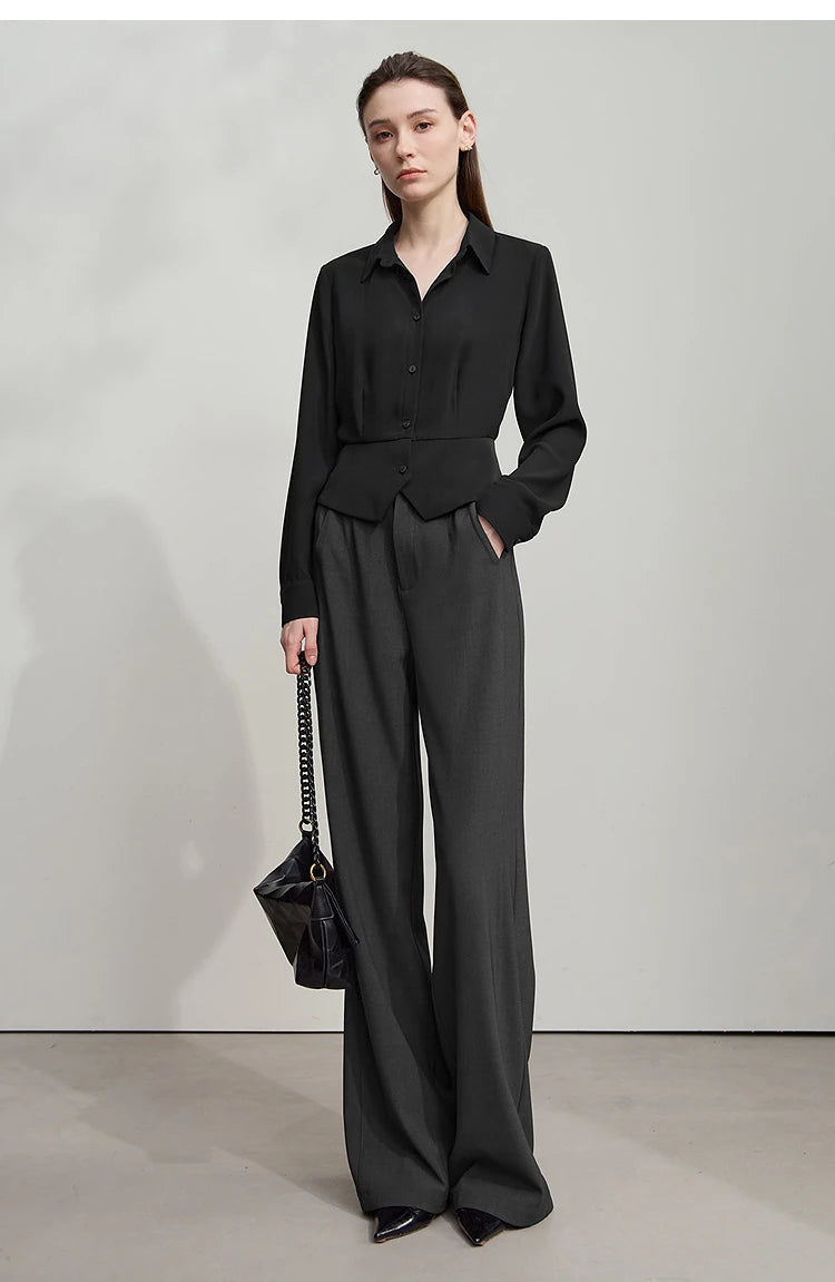 Elegant Minimalist Office Wide Leg Pants – Women’s Luxury Casual Loose Straight Trousers 2025 New Collection