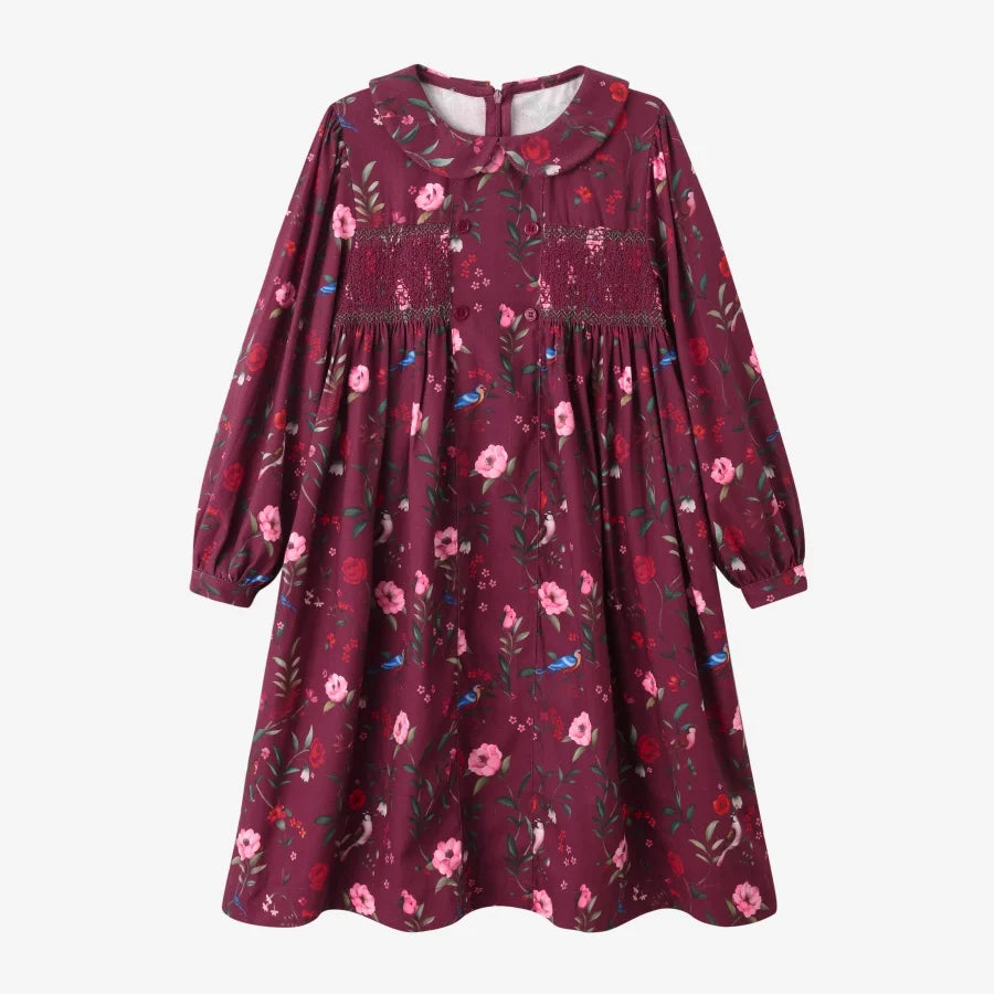 Burgundy Collection Shabbos cotton print Smocking dress check shirt soft wool knitting family match clothes boys girls