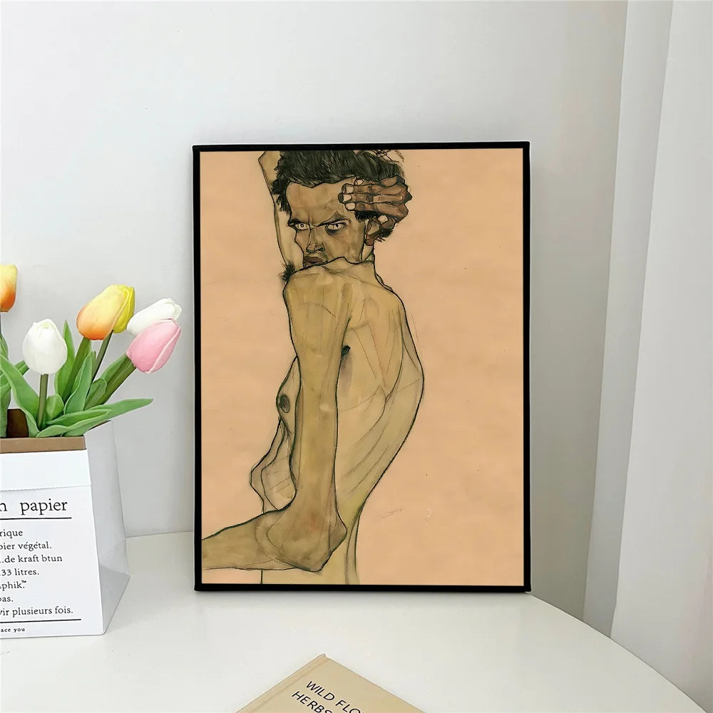 1pc E-Egon S-Schiele Self-adhesive Art Poster Waterproof Paper Sticker Coffee House Bar Room Wall Decor