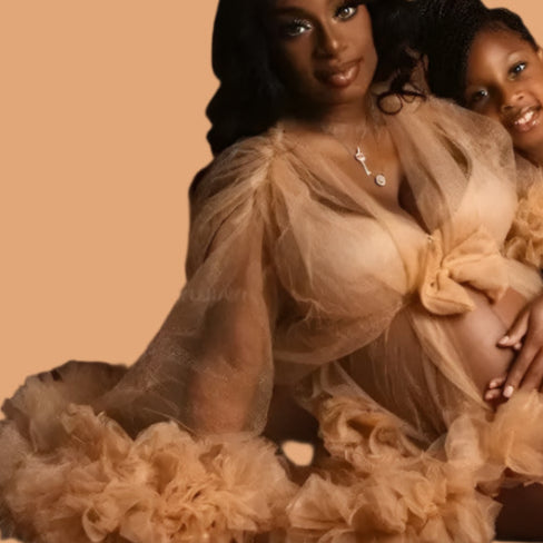 Mummy and Daughter Fluffy Tulle Gown for Photoshoot