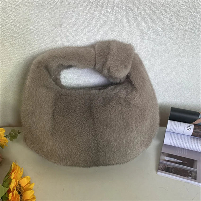 Luxury Real Mink Fur Handbag – Women’s Leather Party & Evening Bag