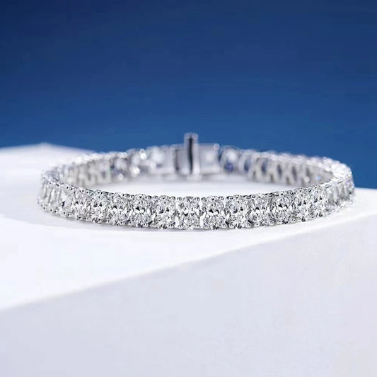 Silver bracelet with clear stones on a White background, featuring the Wuiha brand. - HER SHOP