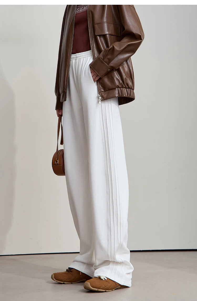 Minimalist Cotton Knit Wide Leg Pants – Loose Casual Trousers for Women