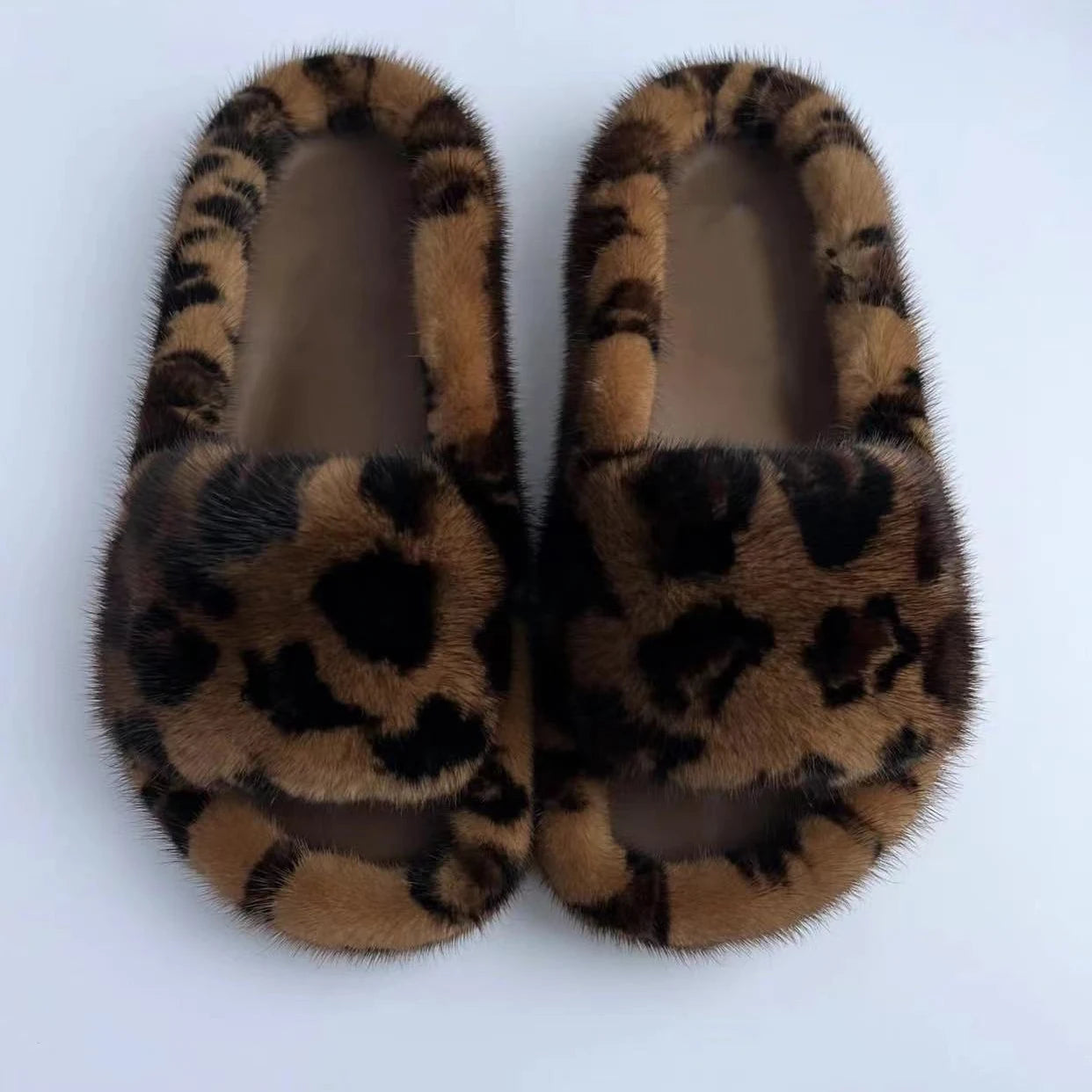 Luxury Real Mink Fur Slippers for Women – Summer Flat Slides with Plush Fur and Sheepskin Insole