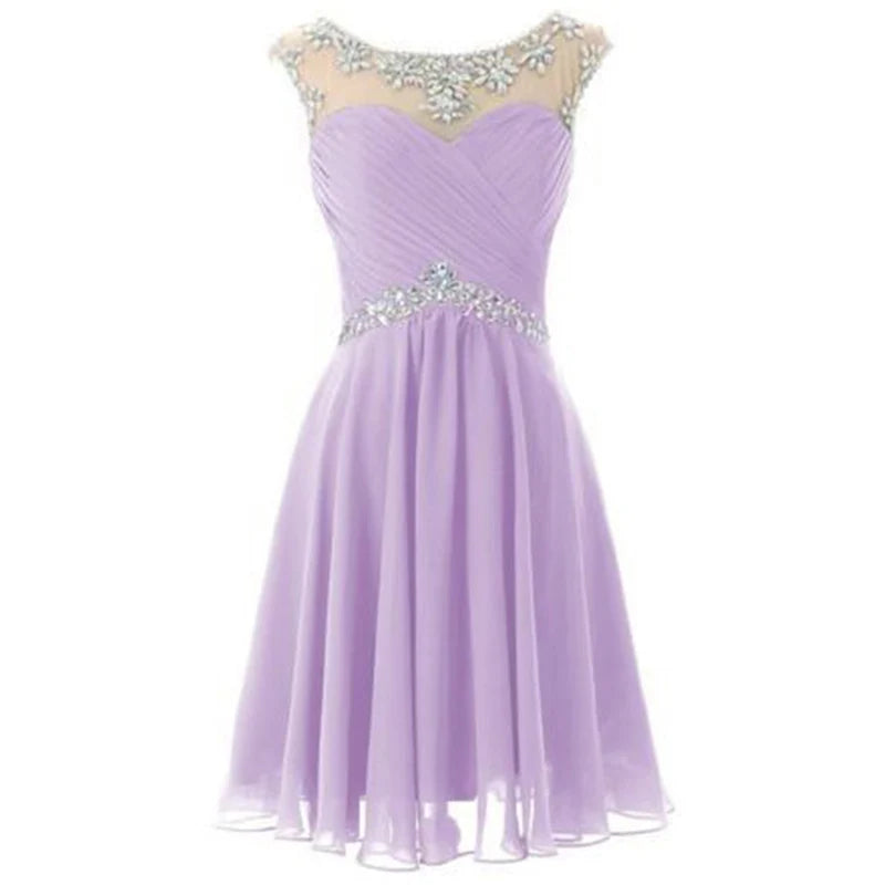 Yellow Chiffon Beaded Crystal Cocktail / Homecoming Dresses