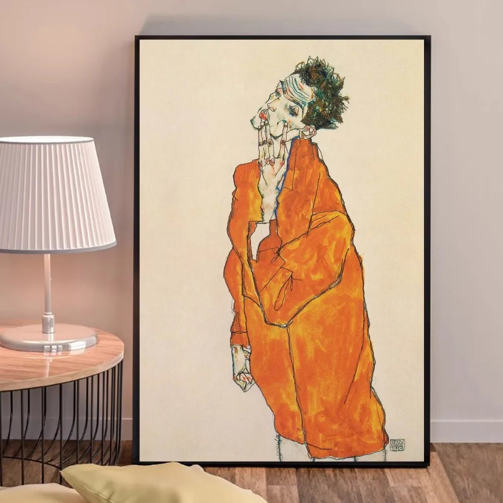 Egon Schiele Body Color Delineation Sketch Figure Poster Good Quality Prints and Posters HD Quality Poster Wall Art Painting