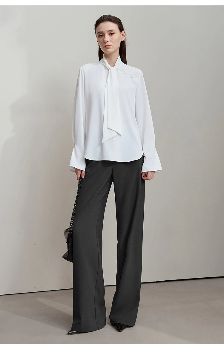 Elegant Minimalist Office Wide Leg Pants – Women’s Luxury Casual Loose Straight Trousers 2025 New Collection