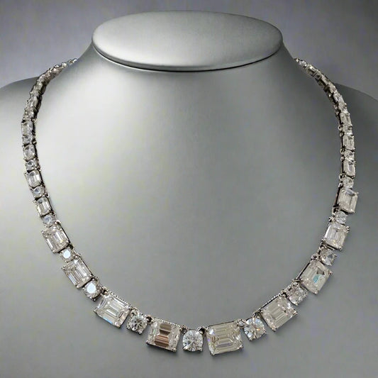 Luxury 925 Sterling Silver Necklace - Emerald Round Cut Lab Sapphire for Women, Anniversary Jewelry Gift - HER SHOP