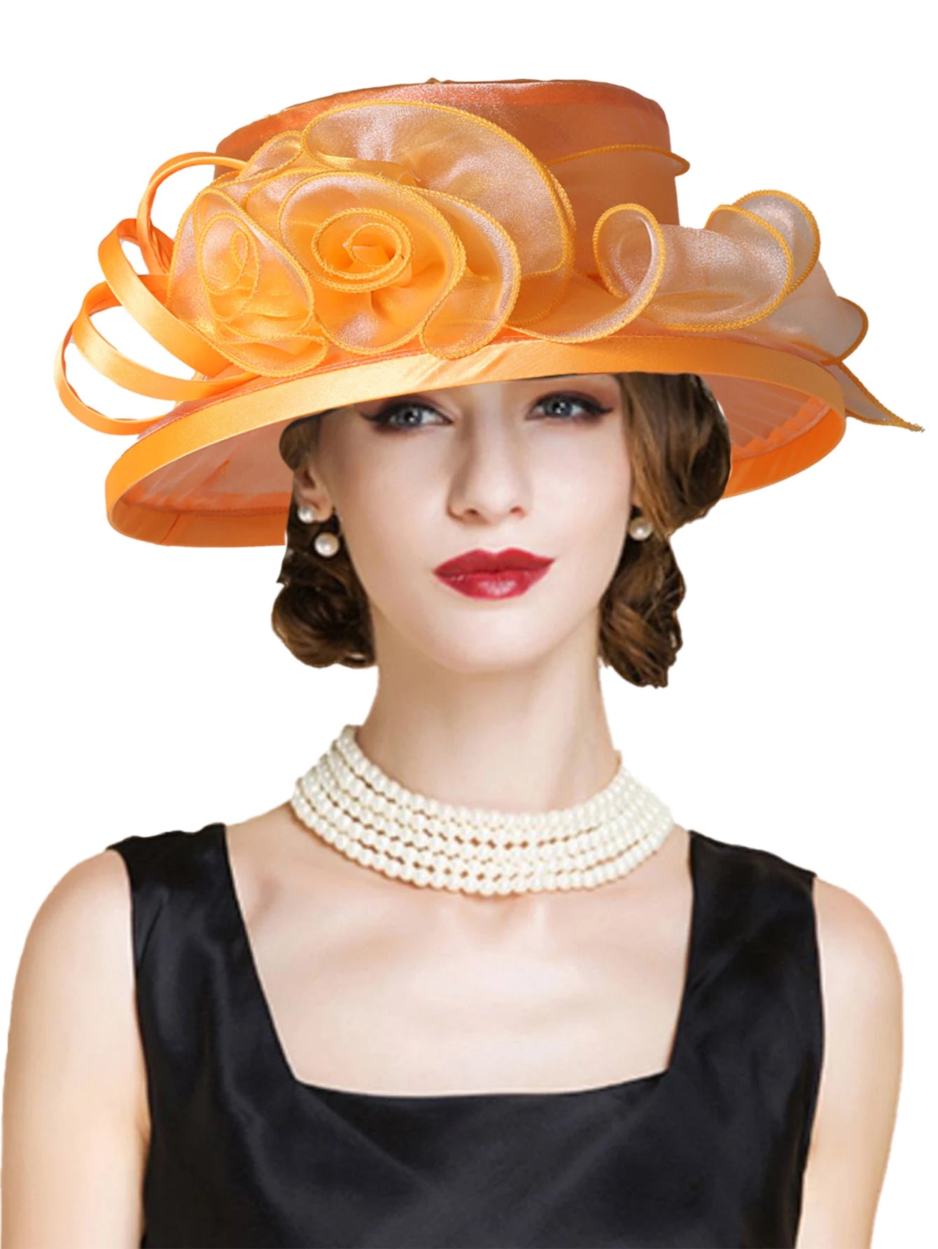 Elegant Flat Top Sun Visor Hats For Women Flower Elegant Wedding Bridal Tea Party Millinery UV Protection Derby Cap Female Hat