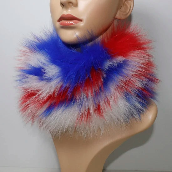 Women's Real Fox Fur Ring Scarf & Headband– Luxury Winter Neck Warmer Muffler, 100% Natural Fur with Good Elastic