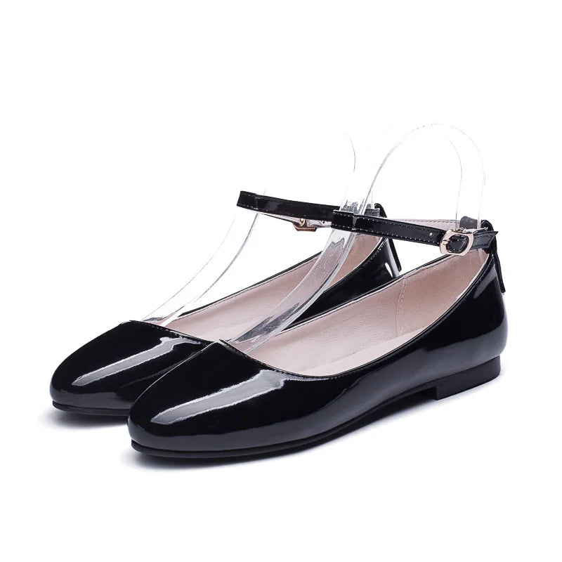 Spring Women's Flat Loafers  -  Casual Elegant Shoes with Ankle Straps, Red, Pink, White Footwear, Perfect for Daily Wear and Dance
