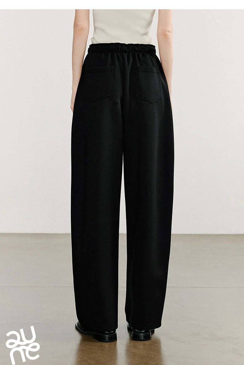 Autumn Elastic Waist Sweatpants – Women’s Wide-Leg Straight Cotton Sports Pants