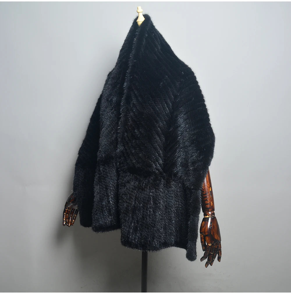 Luxury Real Mink Fur Shawl – 100% Natural Mink Fur Scarf & Poncho for Women