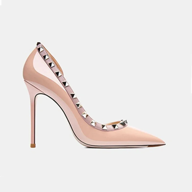 Luxury Women's Genuine Leather Stiletto Pumps | Willow Nail Design | Elegant Party & Evening Dress Shoes