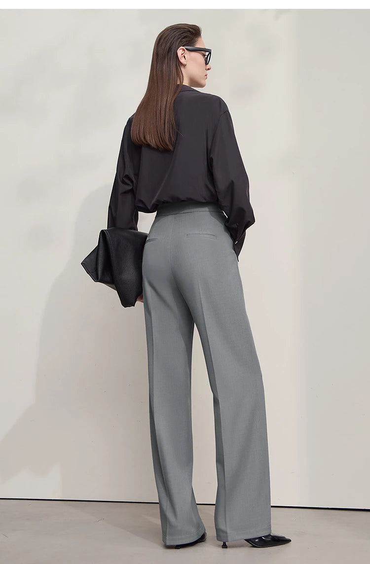 Minimalist Women’s High-Waist Pants – Elegant Office Lady Loose Trousers 2025 Autumn Collection
