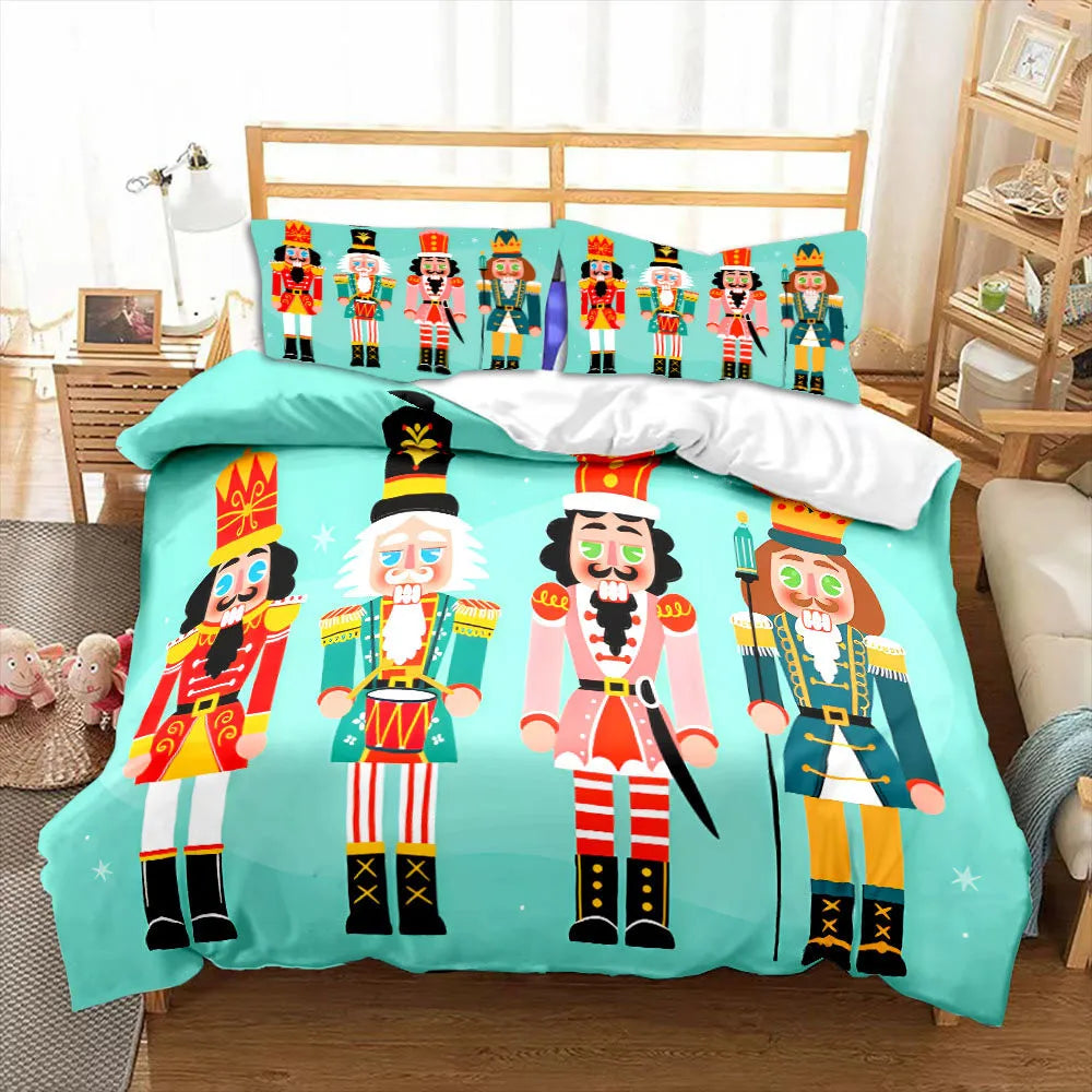 Nutcracker Cartoon Duvet Cover Merry Christmas Navidad Gifts Child Bedroom Decoration Women Men Cartoon Royal Guarder Queen Size