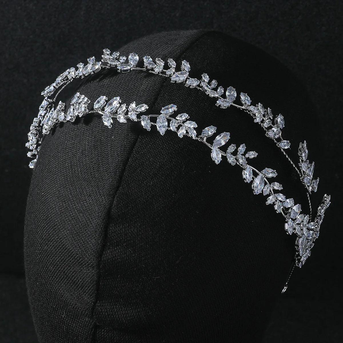 Bridal Headband Wedding Headdress Cubic Zirconia Princess Bride Tiaras Crowns Women Birthday Party Prom Hair Jewelry Hairband