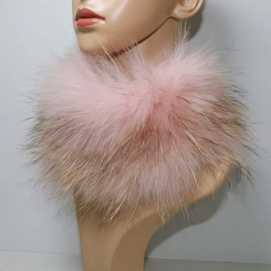 Women's Real Fox Fur Ring Scarf & Headband– Luxury Winter Neck Warmer Muffler, 100% Natural Fur with Good Elastic