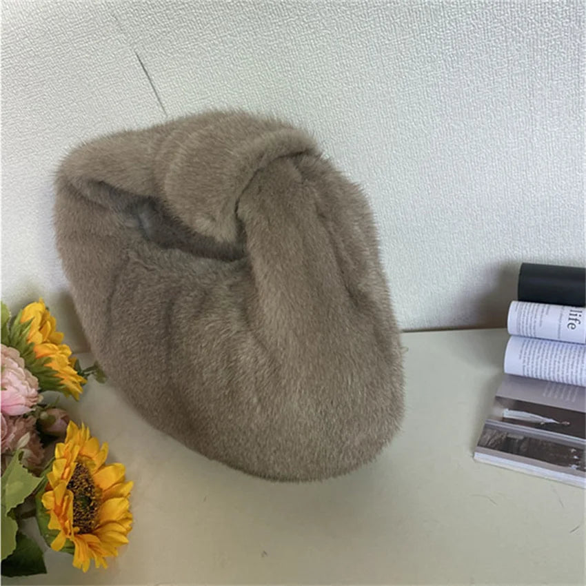Luxury Real Mink Fur Handbag – Women’s Leather Party & Evening Bag