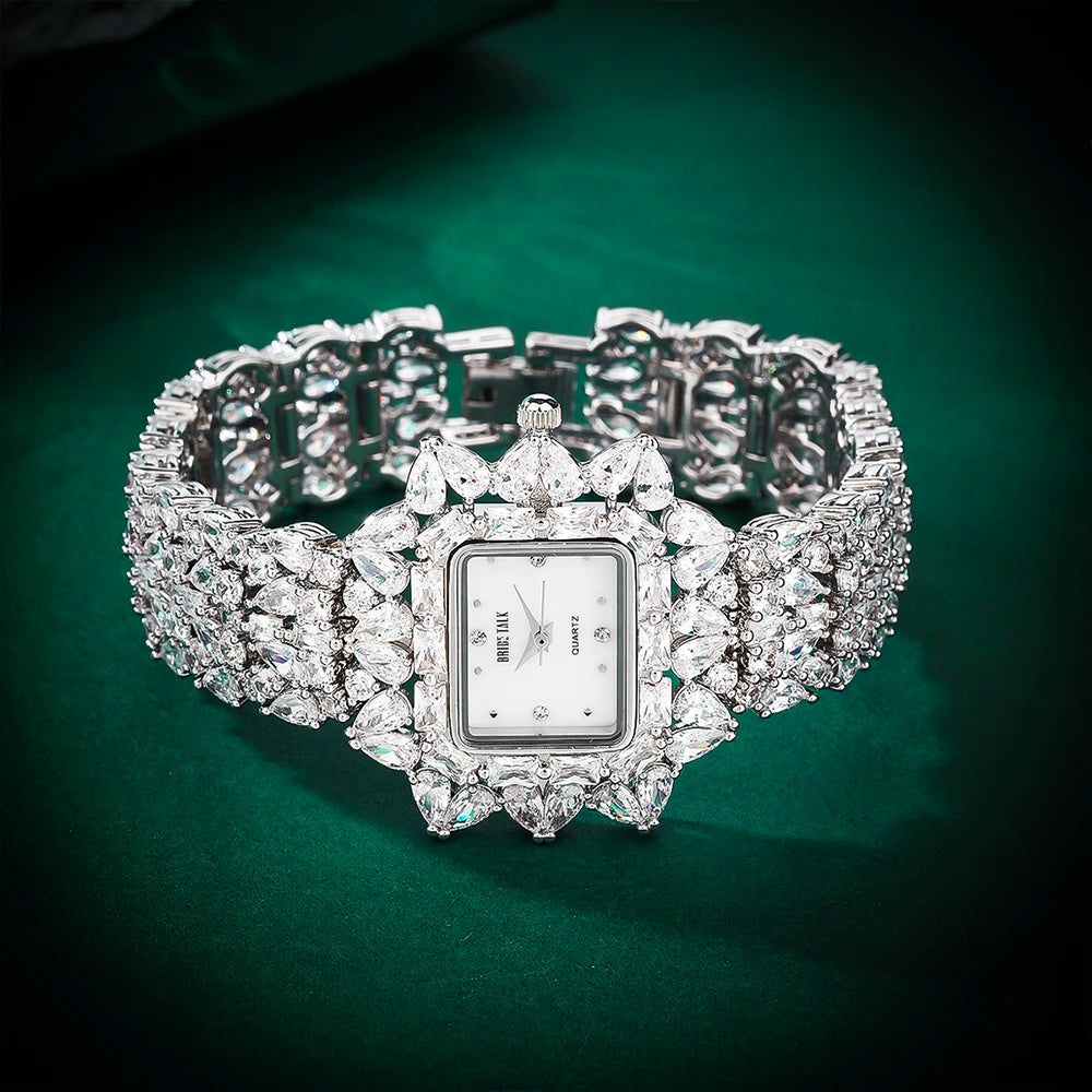 19cm Women's Full Crystal Watch AAA Cubic Zirconia Wedding Party Jewelry | Japan Movement