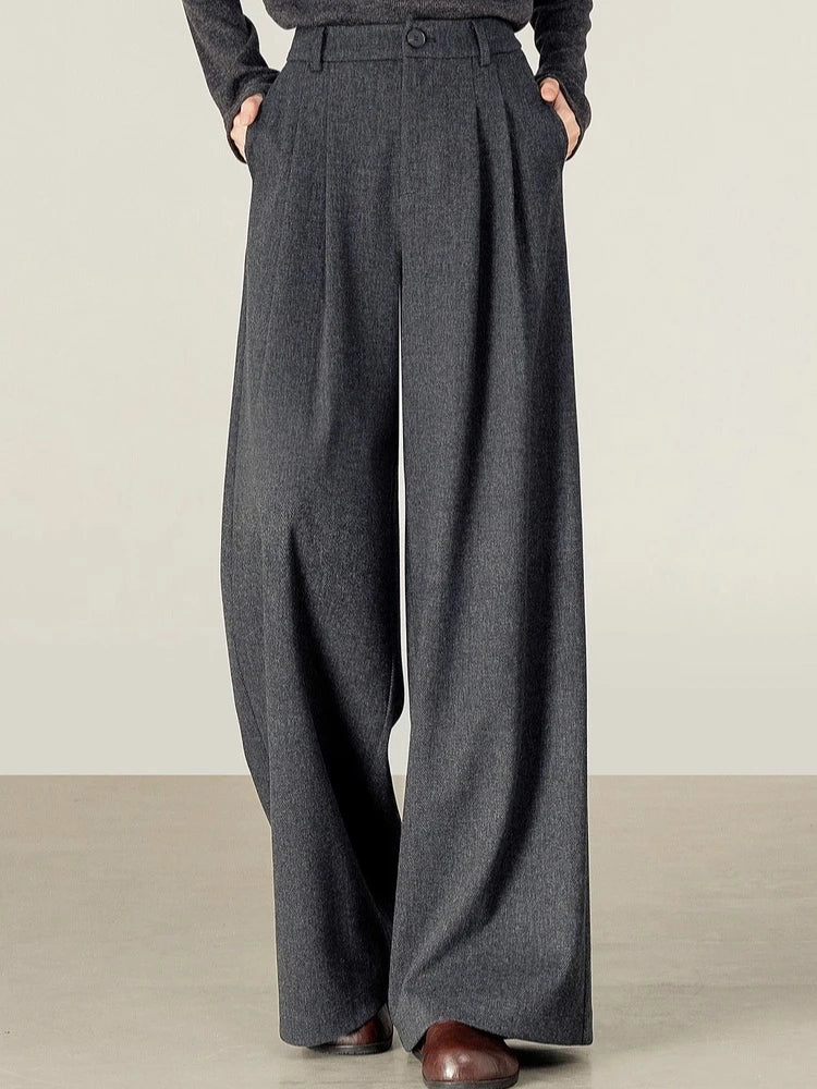 Elegant Knit Wide-Leg Pants – Autumn Office Casual Trousers for Women - HER SHOP