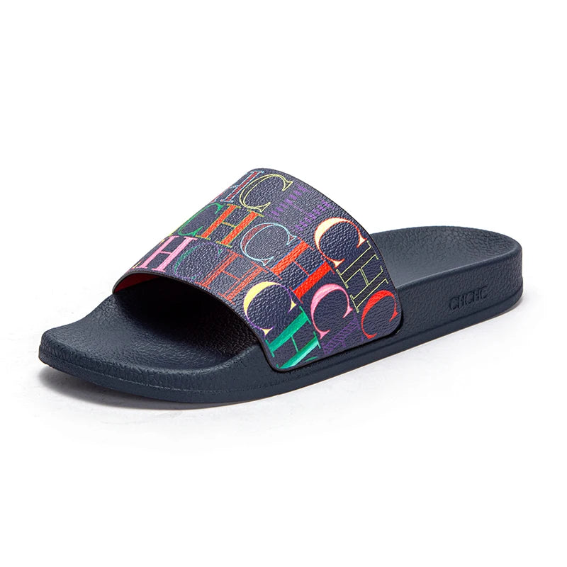 Fashionable Classic Simplicity Women’s Slippers – PVC Material, Letter Print, Outdoor Casual Flat Bottom