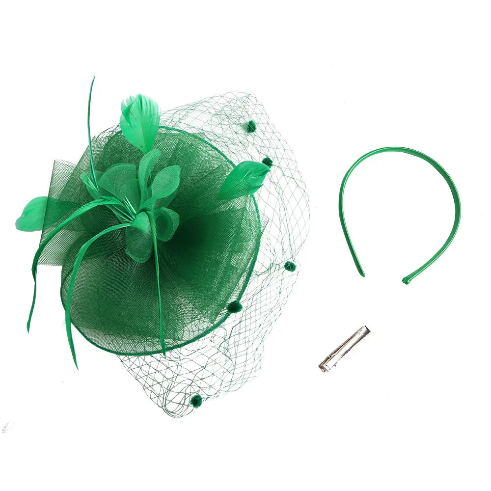 Fascinator Hat for Women  -  Elegant Tea Party & Derby Pillbox with Flower Mesh for Bridal Weddings