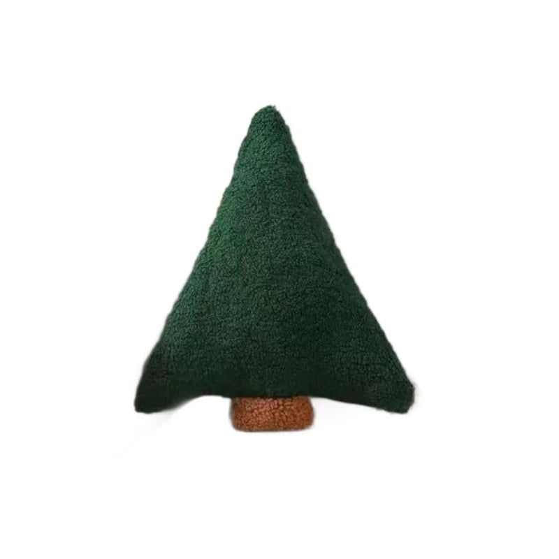 Christmas Tree Plush Pillow Festive Holiday Throw Cushion for Sofa or Bed, Soft Xmas Décor & Cute Gift for Kids, Green/Red