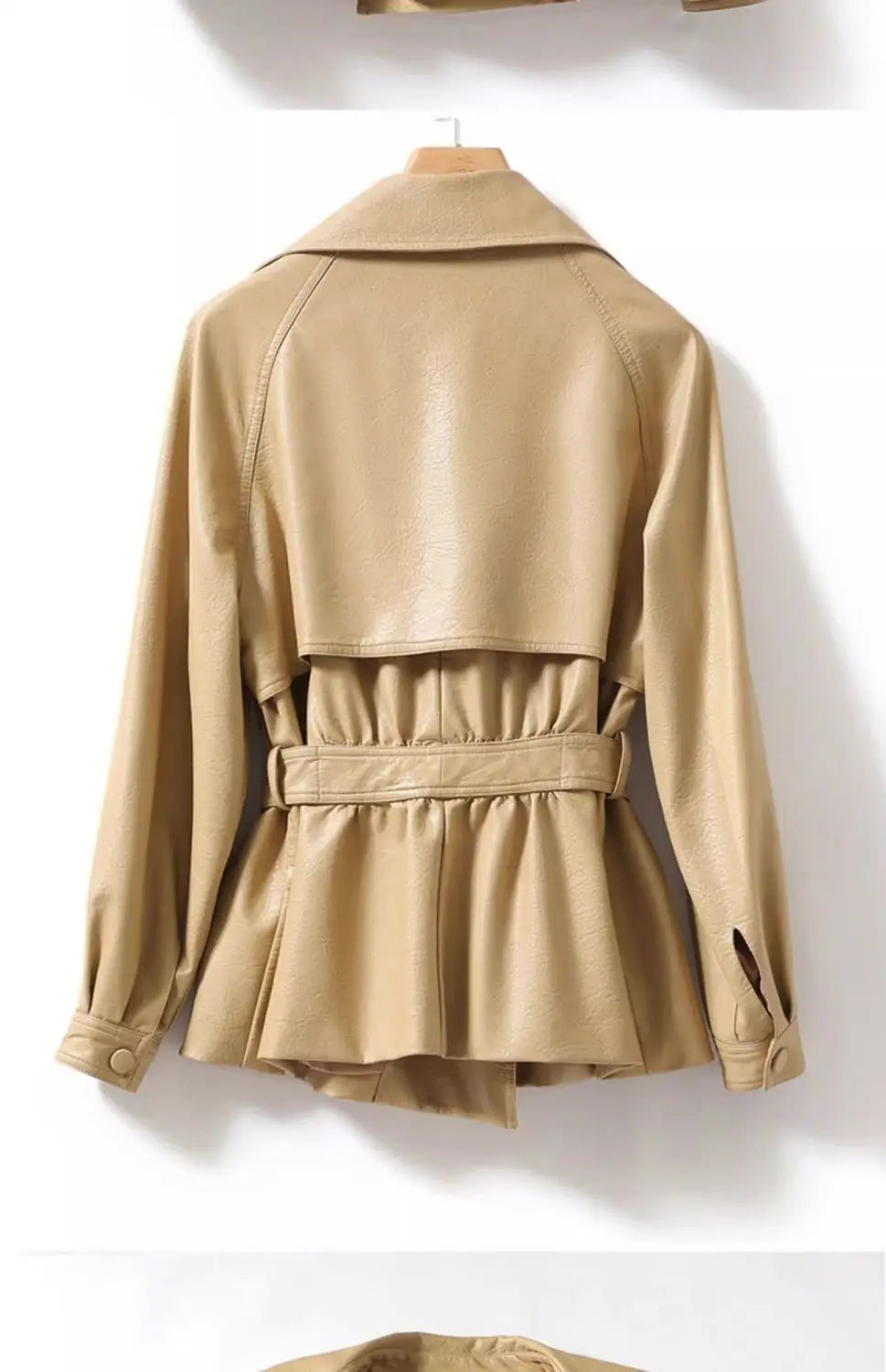 Fashionable Genuine Leather Jacket for Women Waist-Tied Loose Fit Black or Brown – Casual Luxury Outerwear