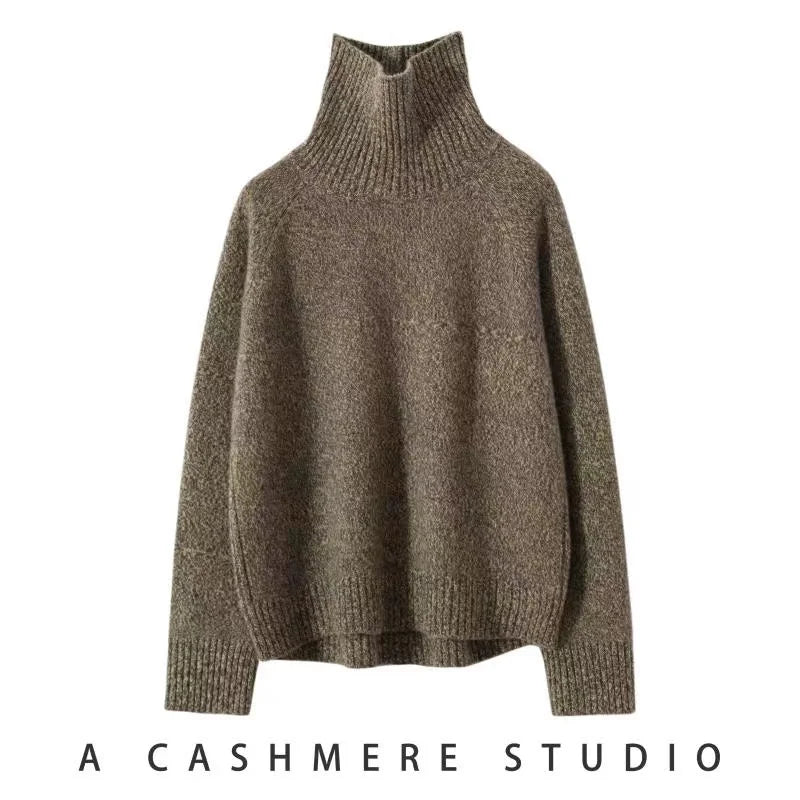 Hot Sale 2023 Autumn Winter 100% Cashmere Sweater Women's Turtleneck Soft Warm Pullover Female Loose Large Size Knitted Jumper