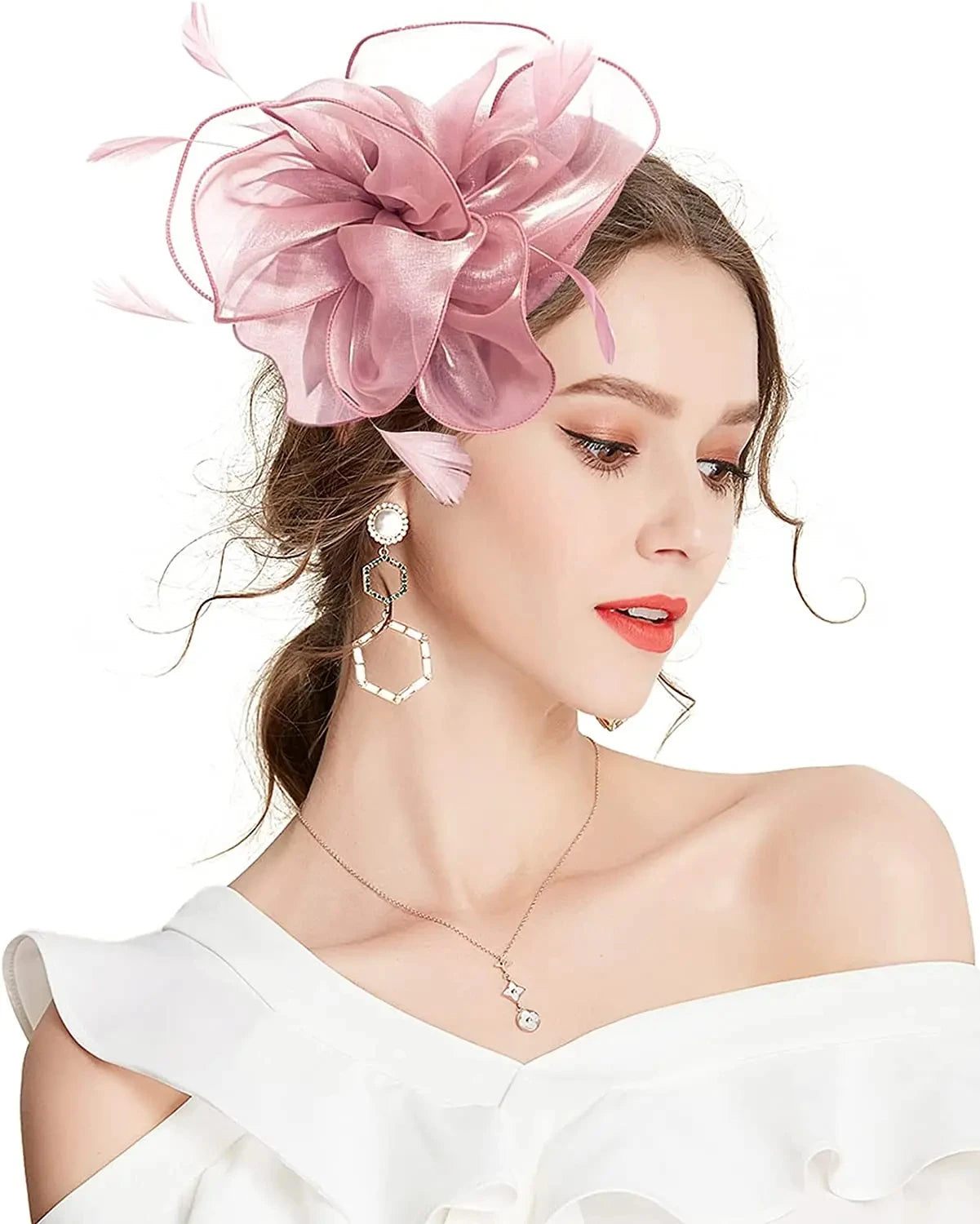Fascinator Hats for Women  -  Feather Headwear for Tea Parties, Kentucky Derby, Weddings & Church Events